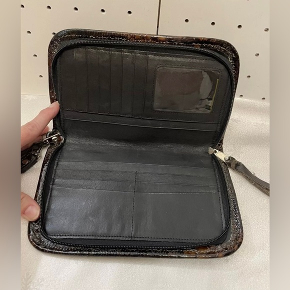 Double J Saddlery Turquoise / Brown Rose Leather Clutch Organizer C New Comments - Picture 3 of 10